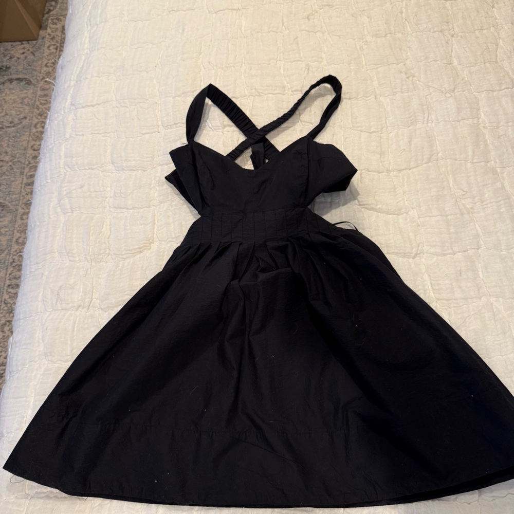 Maeve by Anthropologie Black Side Cutout Tie Back Bow Dress UGC Worn Once Sz 10